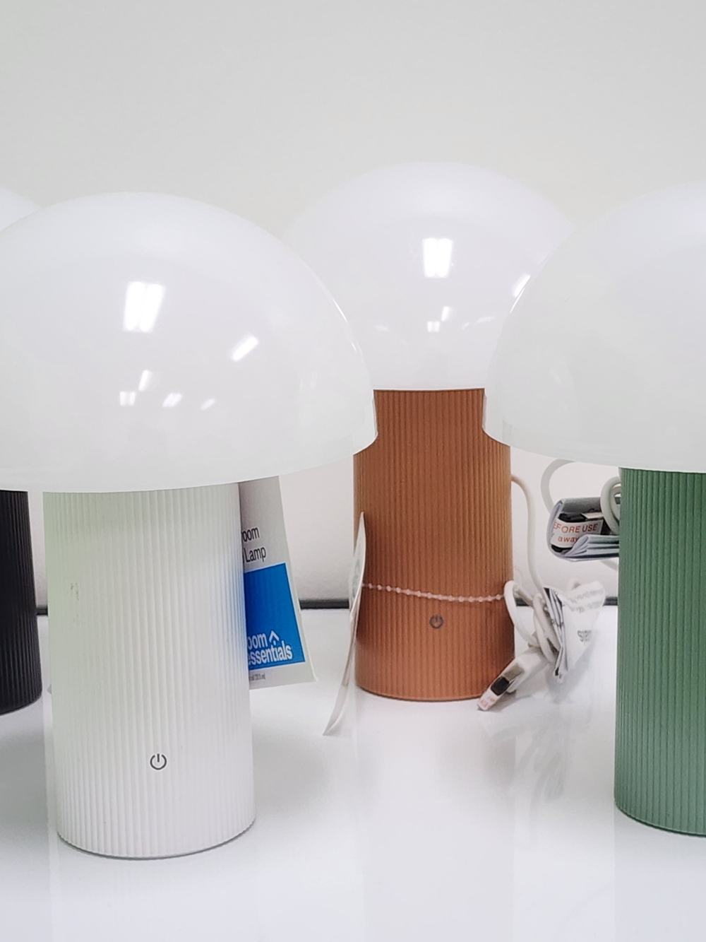 Room Essentials Ribbed Mushroom Lamp with White Dome - Bundle Of 4 Lamps